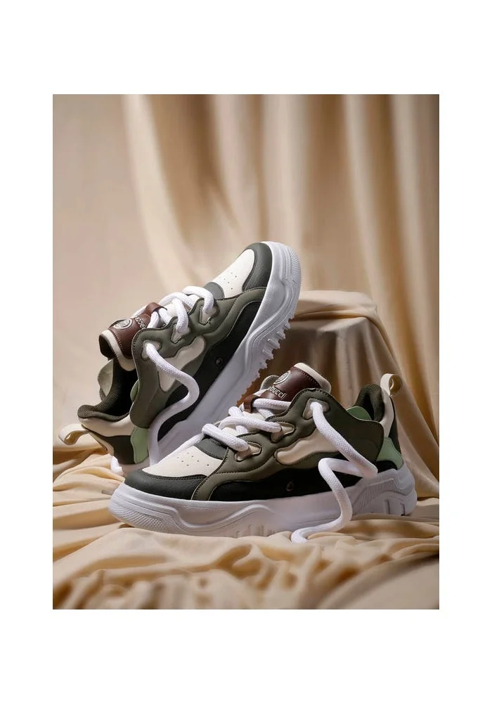 Bacca Bucci Olive White OG TerraForge Low-Top Series bold Street-Ready Sneakers for Men | Best Price UAE